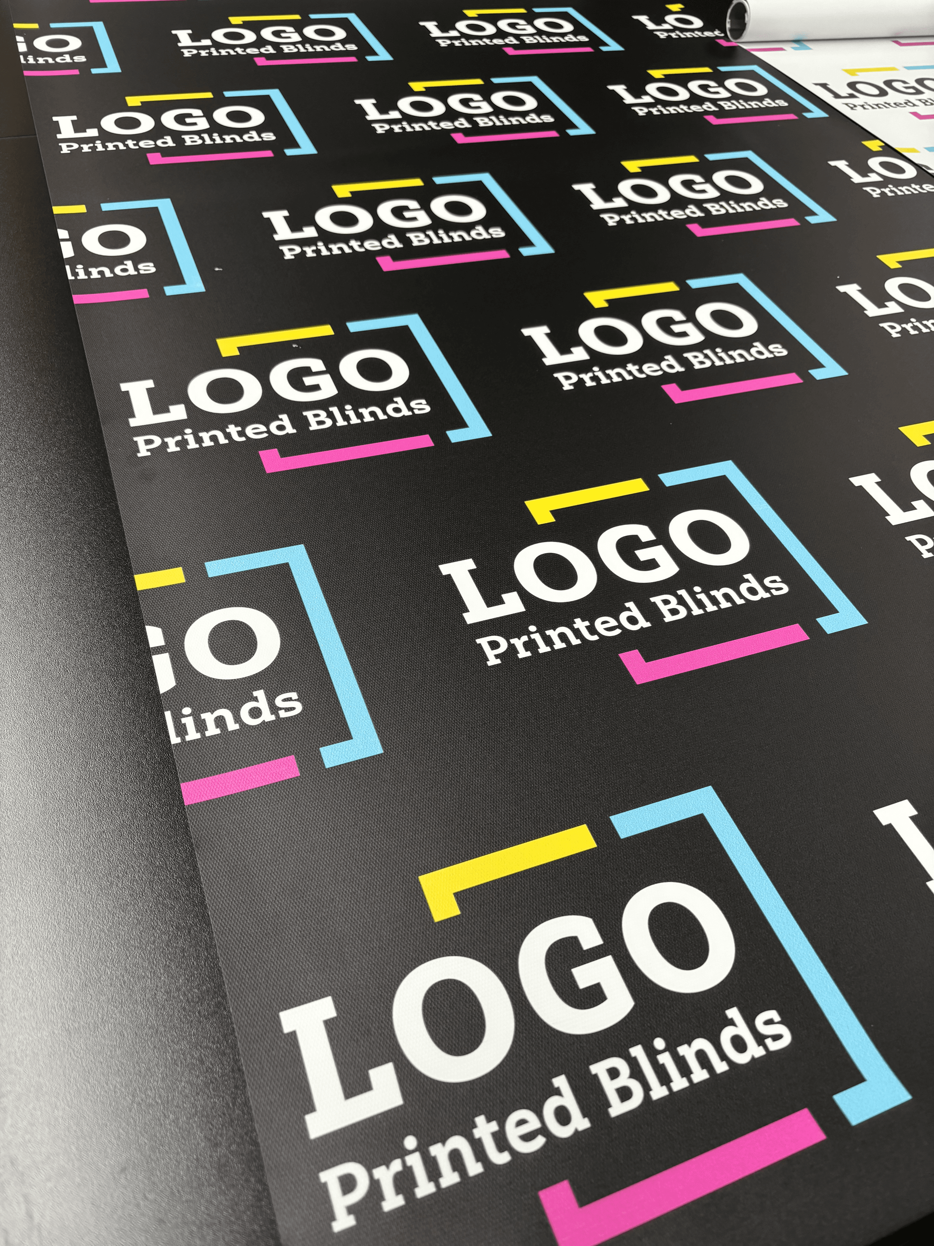 Logo printed fabric samples