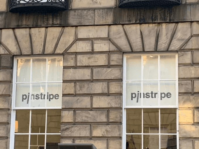 Pinstripe Print branded roller blind
