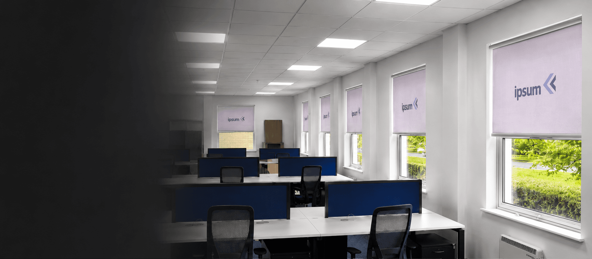 Ipsum corporate office custom branded roller blinds