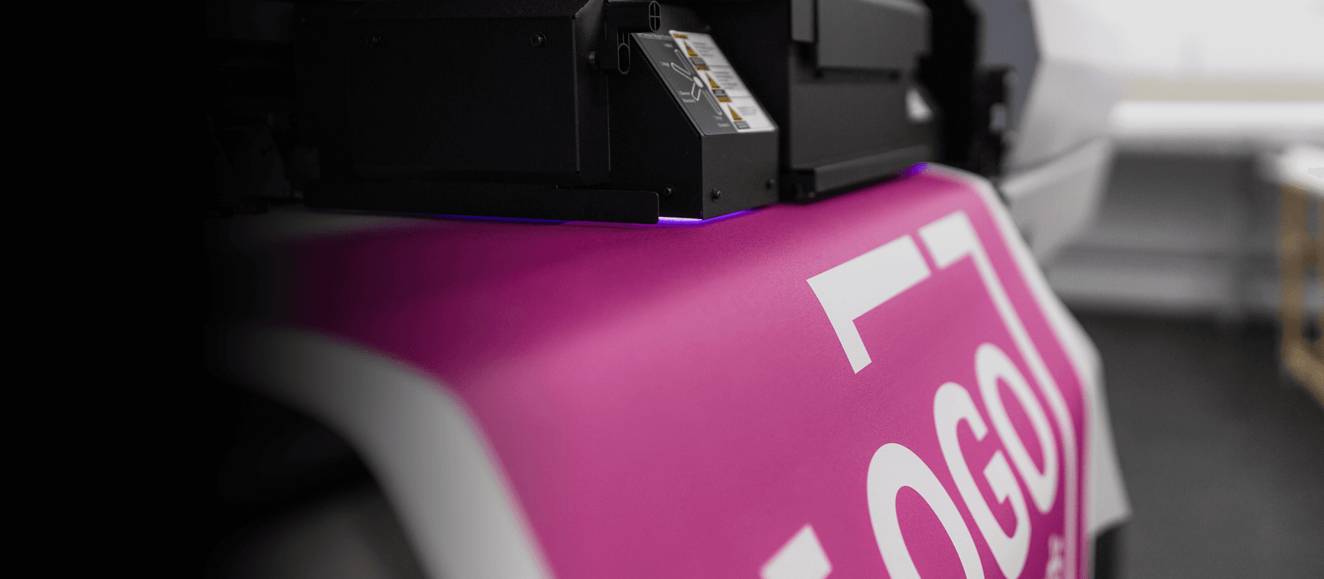 In-house UK production and printing of custom commercial roller blinds