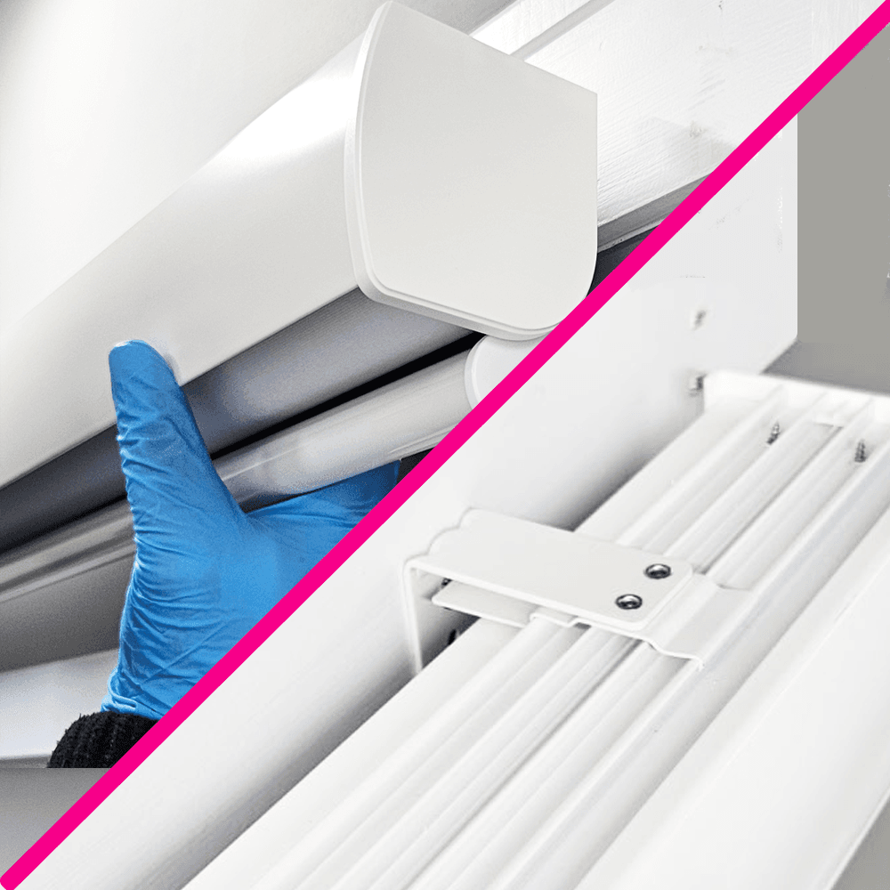 Fit and secure the headbox centrally above window recess