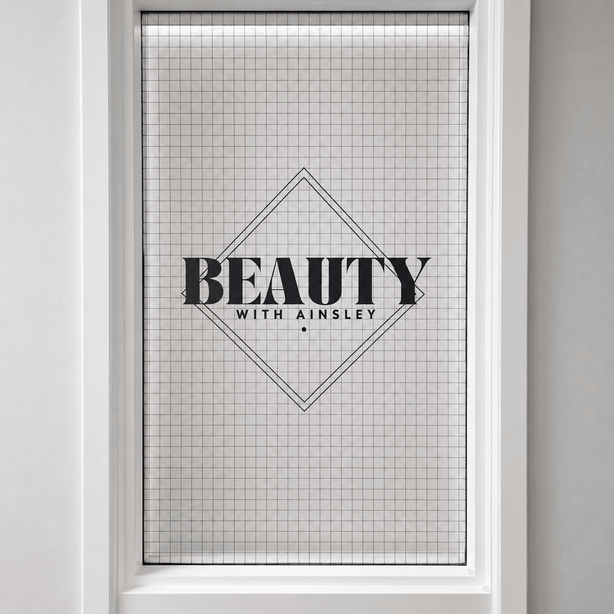 Beauty with Ainsley salon printed roller blinds