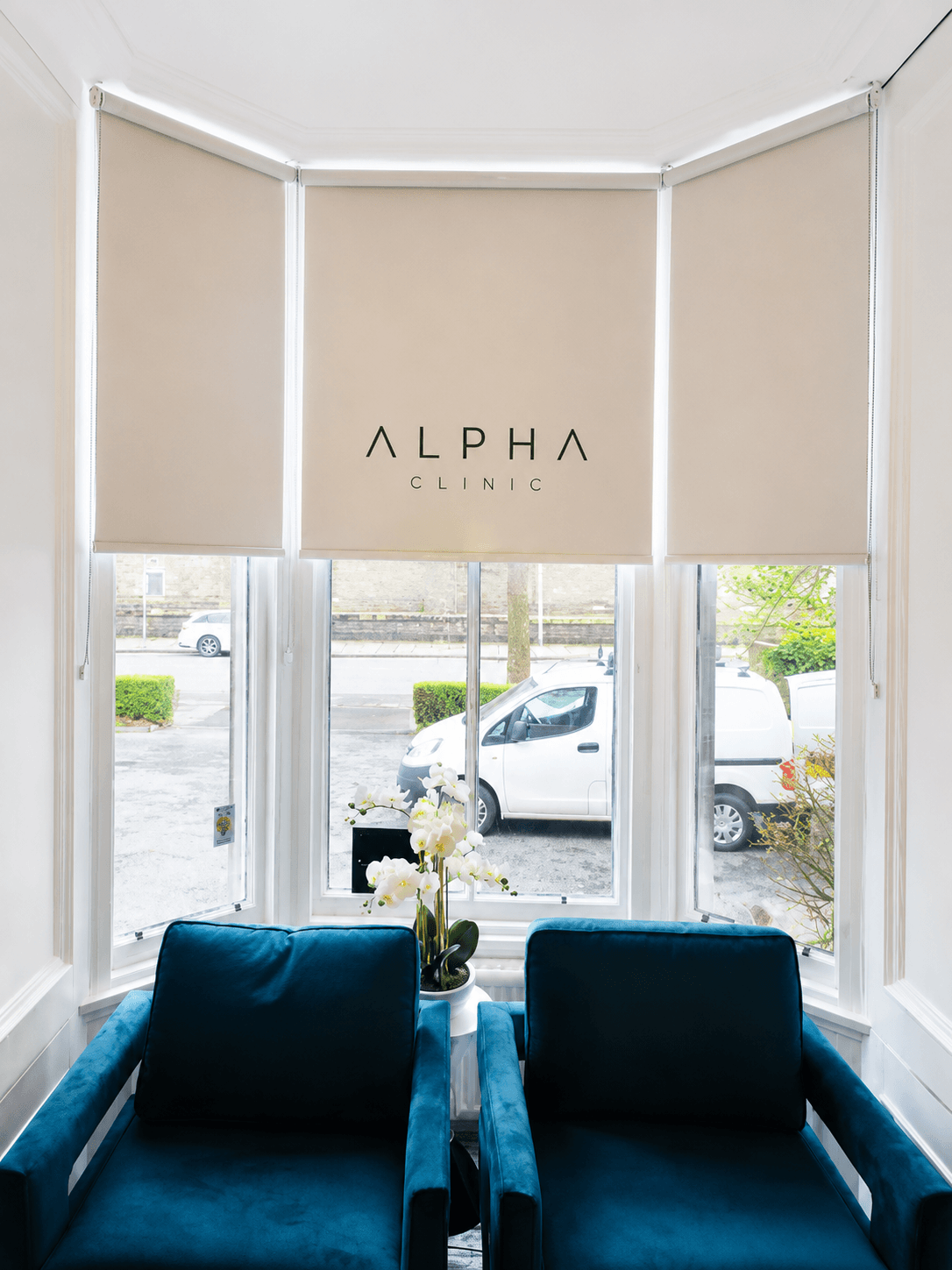 Printed roller blinds in healthcare clinic
